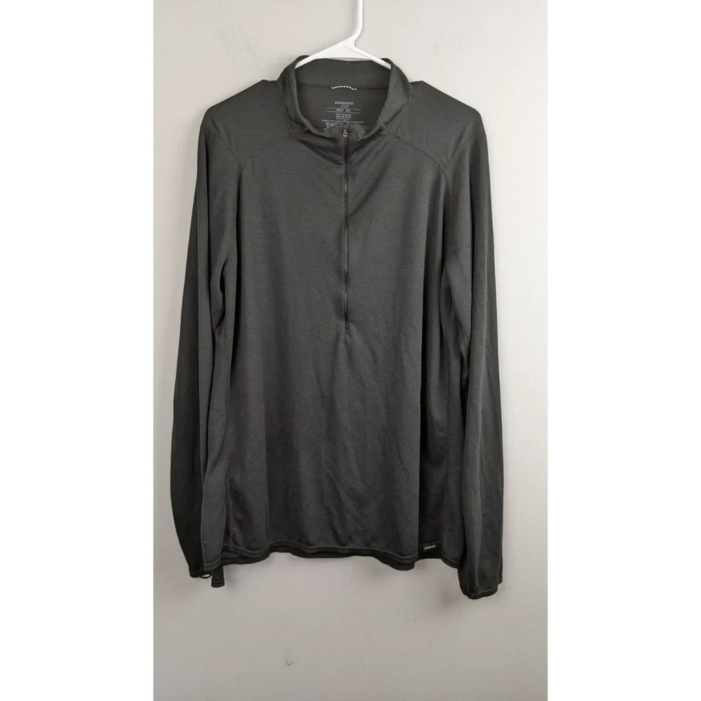 Patagonia Mens XXL Black 1/4 Zip Lightweight Pullover Shirt Hiking Outdoor